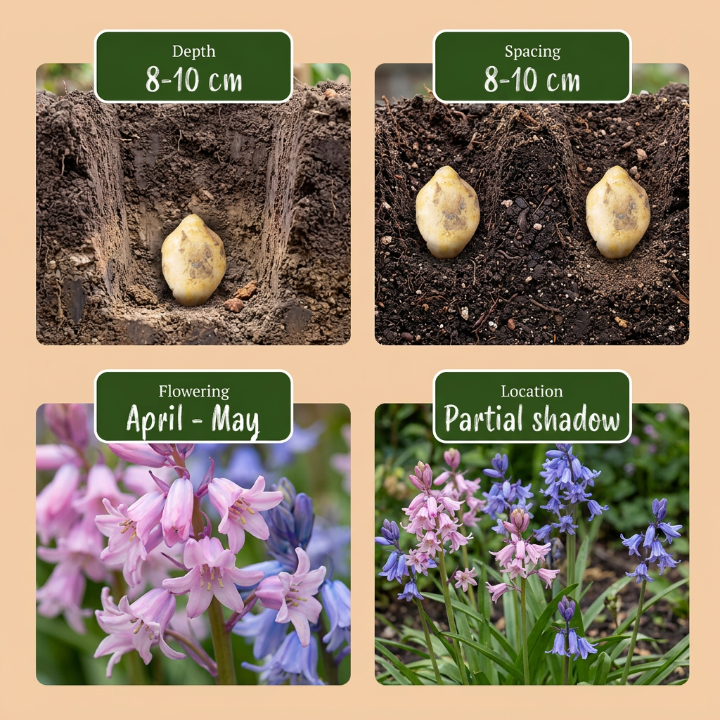 320x Hyacinthoides Hispanica mix - Jacinthe des bois d'Espagne en mélange - Divers - Bulbe naturalisant - Calibre 7/8