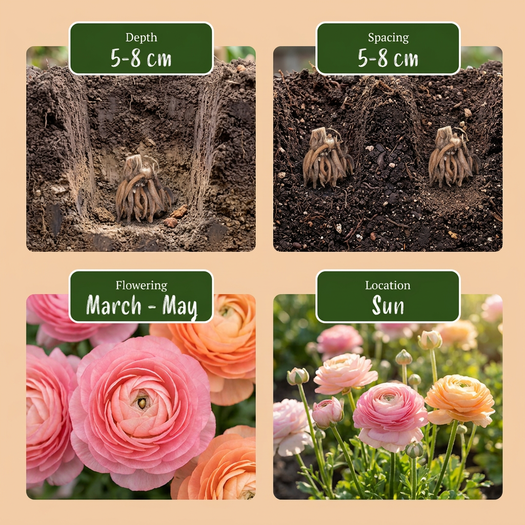 320x Ranunculus Pastel Mix - Renoncule mélange pastel - D - Floraison estivale - Calibre 5/6