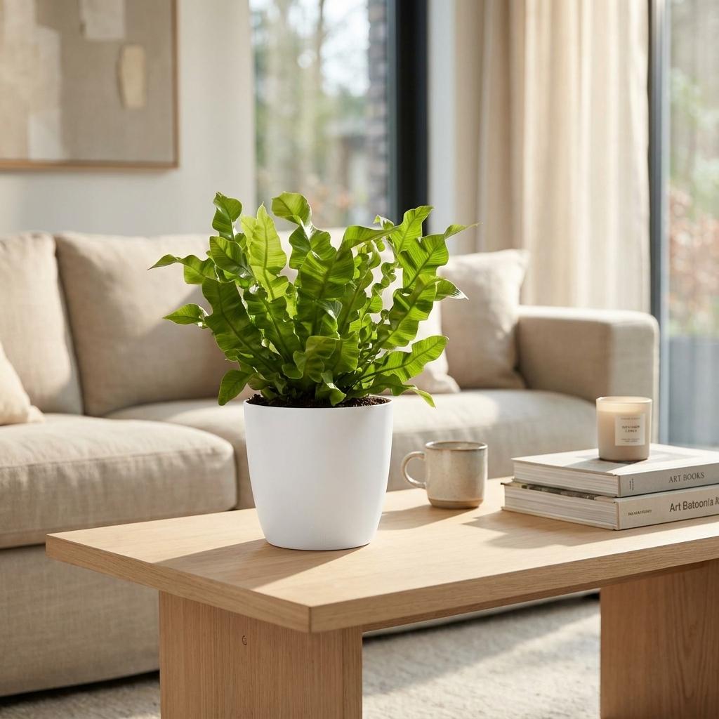 Asplenium Crispy Wave - Crispy Wave Fern - 4 Plants - with White Pot - Pot 12cm - Height - 30cm