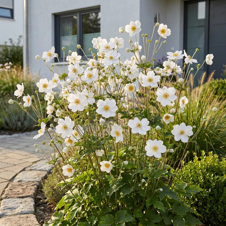 Plante vivace - Anemone hybr. Hon. Jobert - Anémone d'automne - Ombre - Blanc - 24 Plantes - Pot de 11 cm - Hauteur 15-25 cm