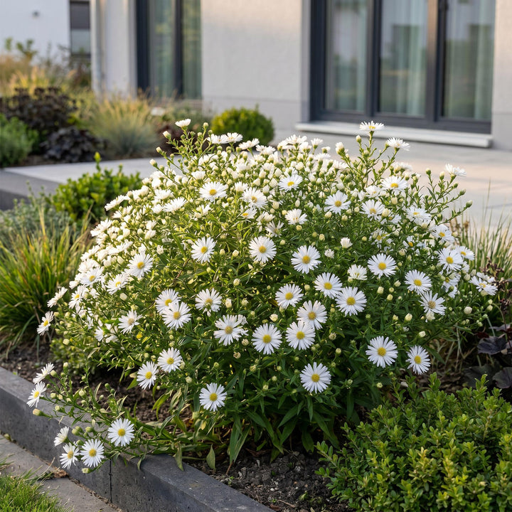 Plante vivace - Aster (D) Schneekissen - Aster maritime - Attire les abeilles et les papillons - Blanc - 24 Plantes - Pot 11cm - Hauteur 15-25cm