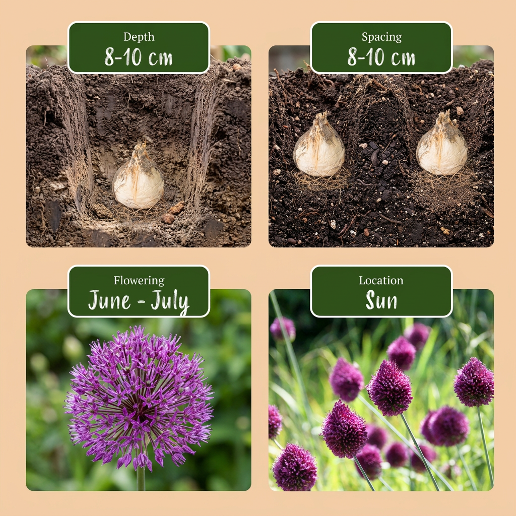800x Allium Sphaerocephalon - Ail à tête ronde - Violet - Floraison estivale - Calibre 5/6