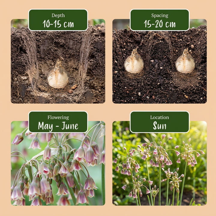 320x Allium Siculum - Ail de Sicile - Crème et Rose - Floraison estivale - Calibre 10/12